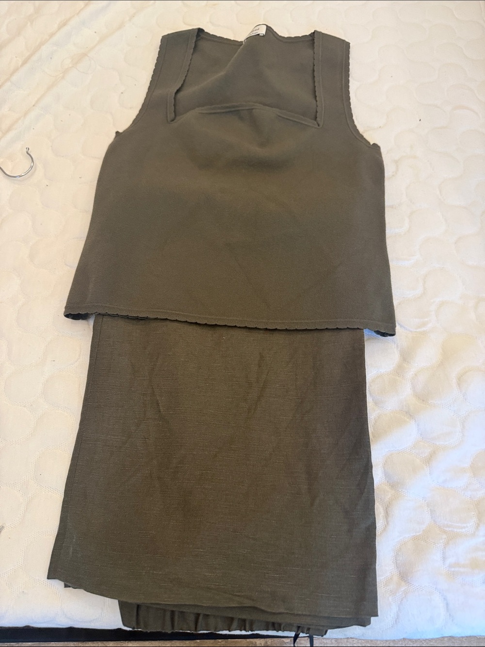 Aritzia Olive Green Two-Piece Skirt Set